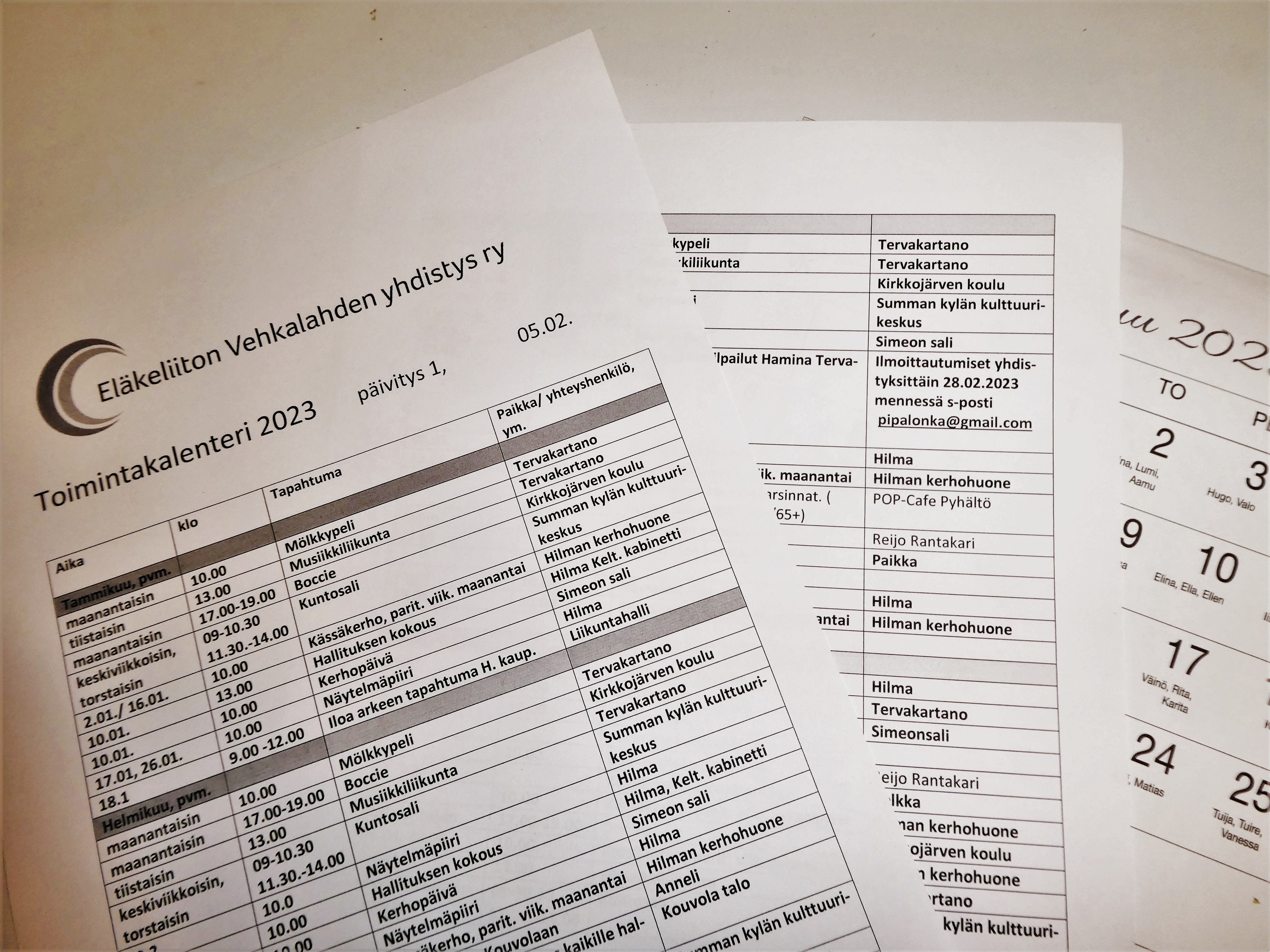 Perussivun kuva toimintakalenteri