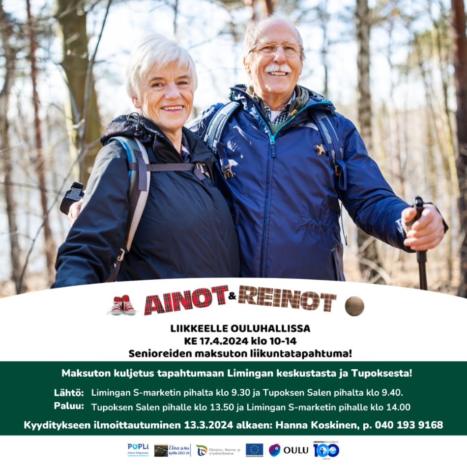 Seniori pariskunta ulkoilemassa