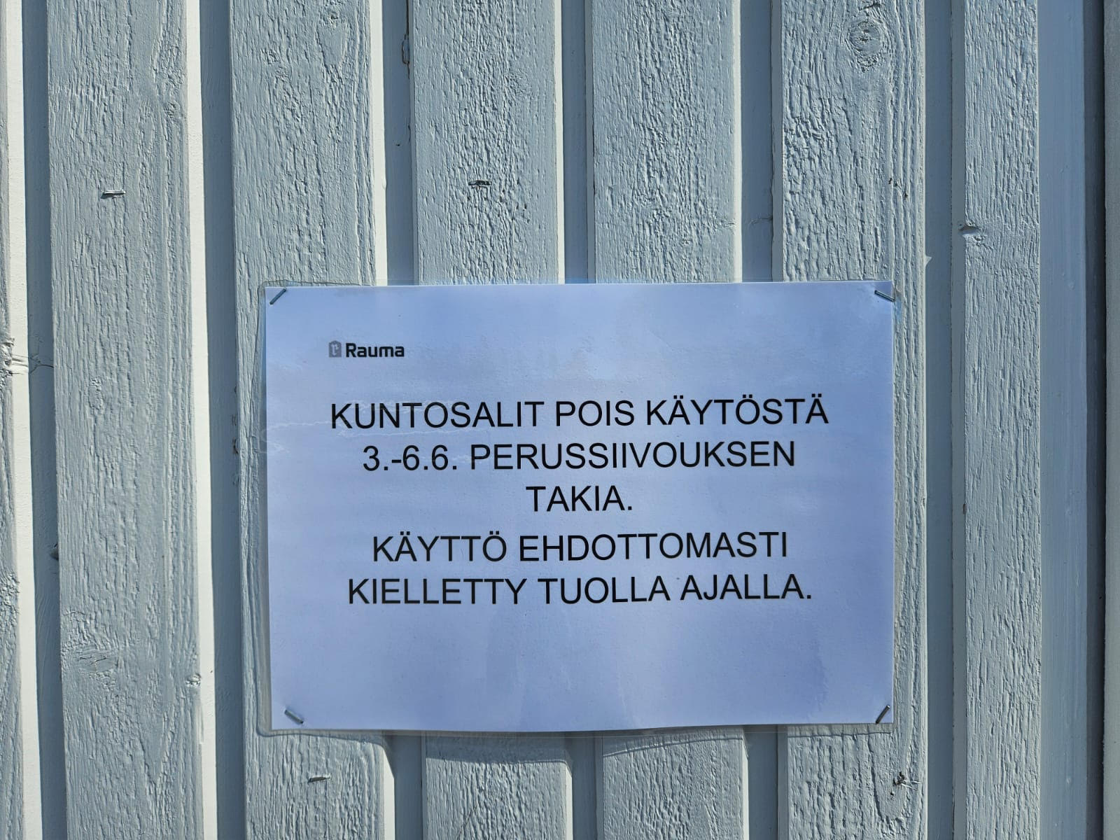Kuntosali peruttu