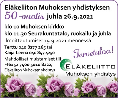 Elakeliitto Muhoksen yhdistys 50-vuotta