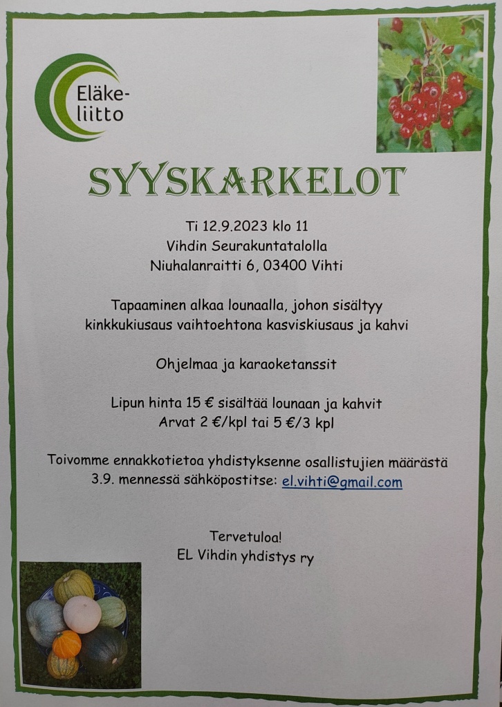 Syyskarkelomainos