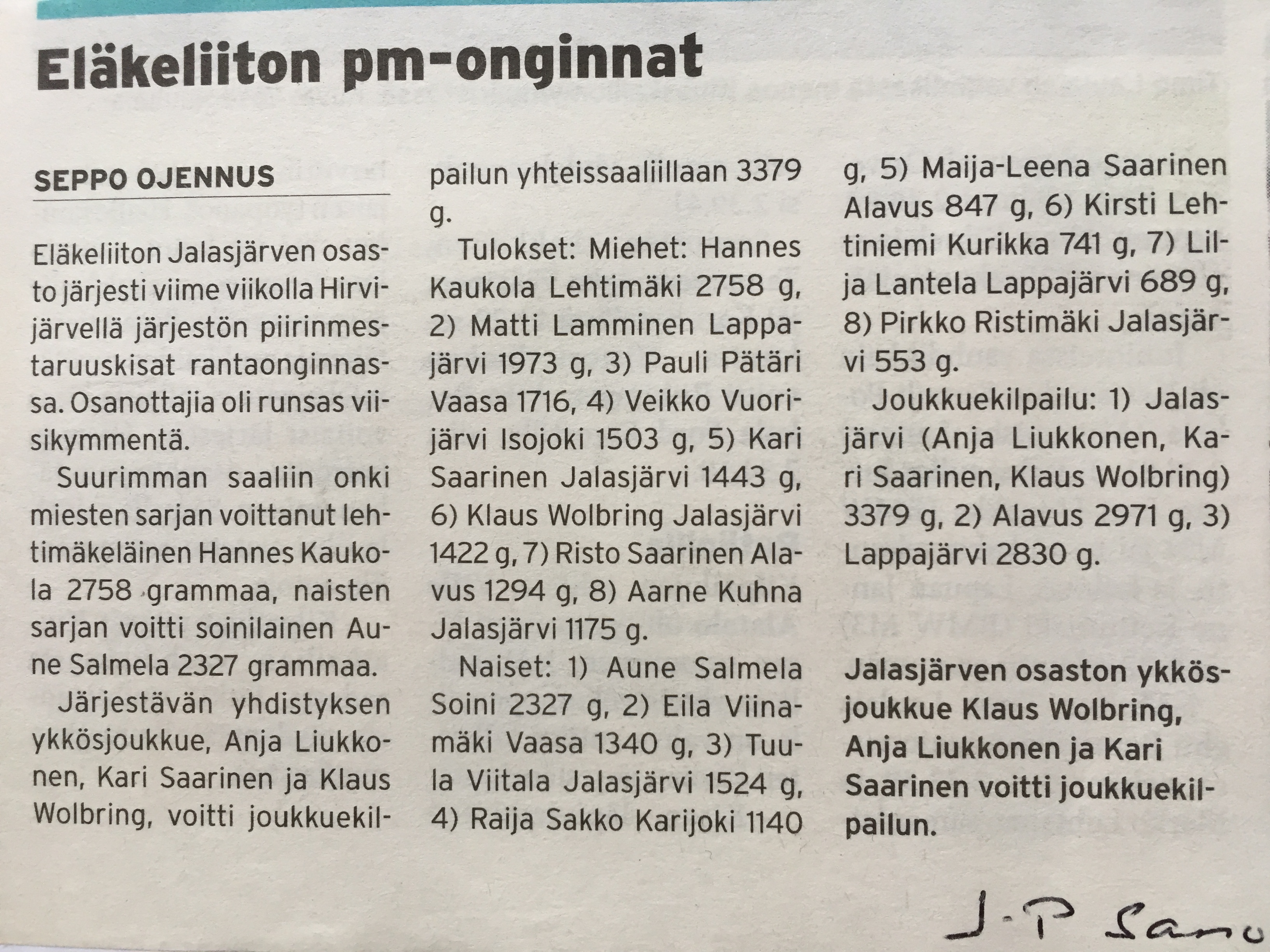 Lehtileike Jalasjärven rantaongintakisoista