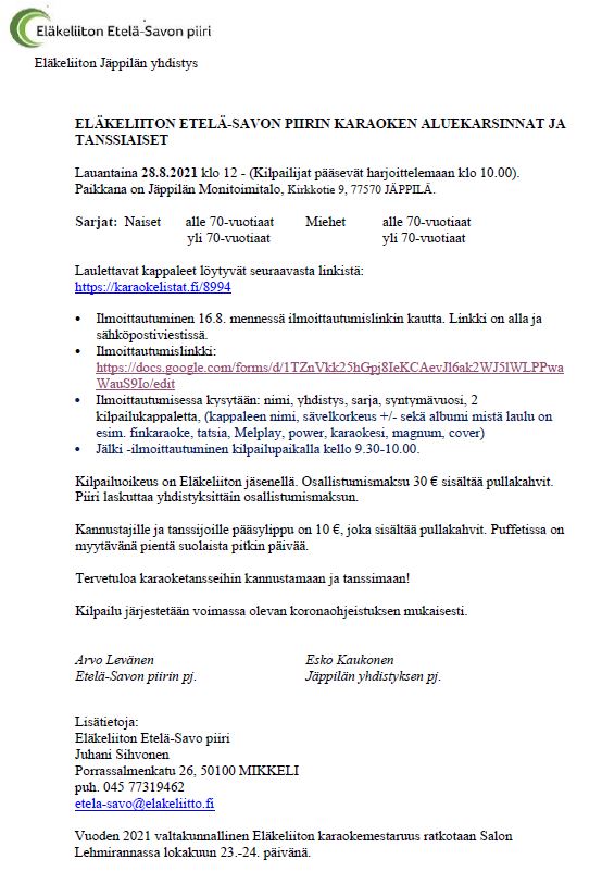 karaokekilpailut E-S 2021