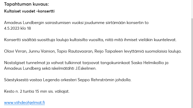 Konsertti ohjelmaa