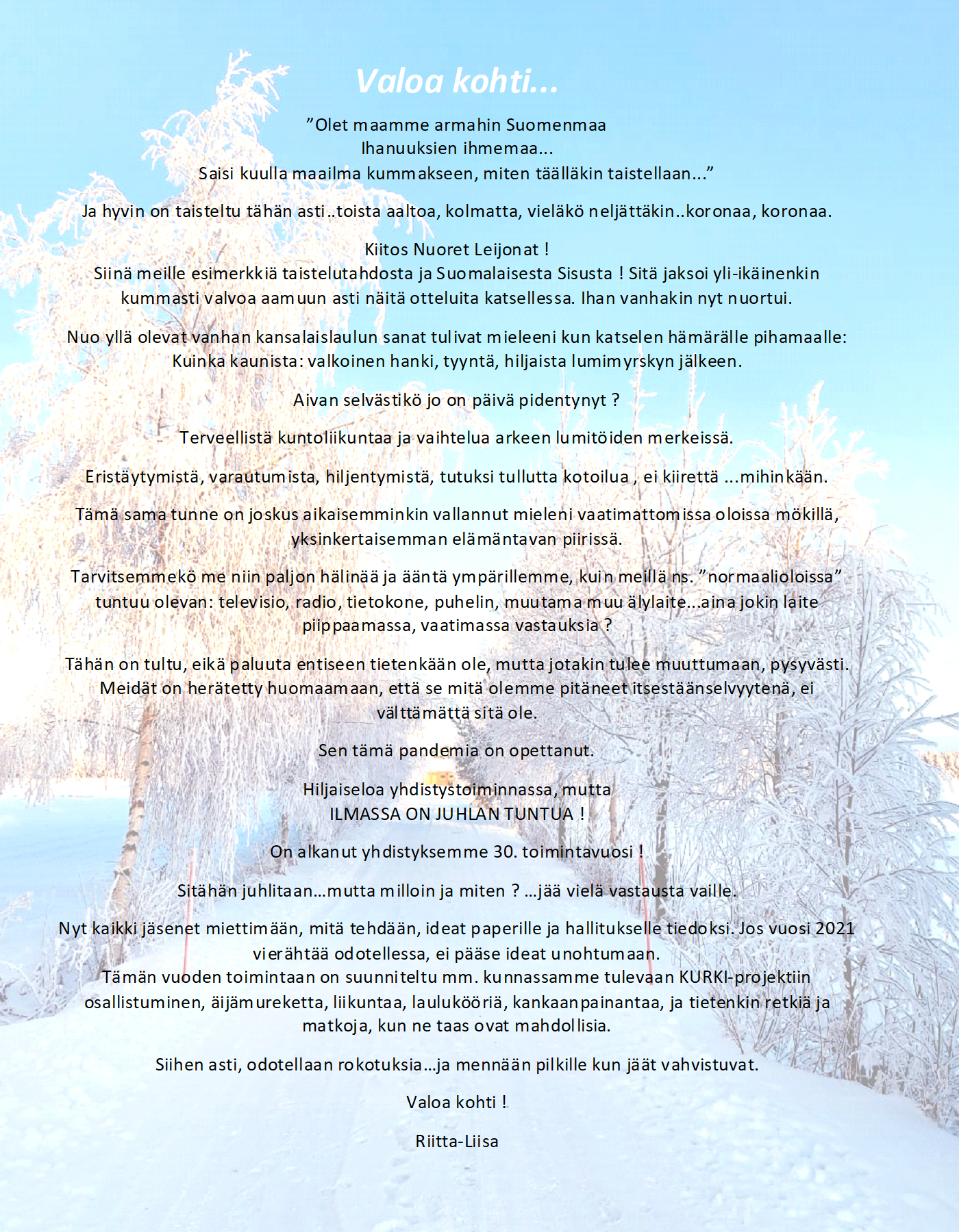 TERVEISET TAMMIKUU 2021