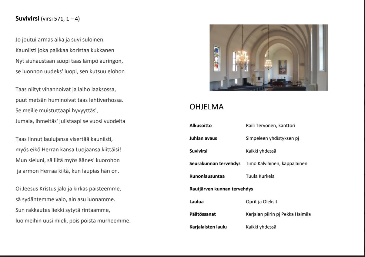 Kirkkopyhän ohjelma