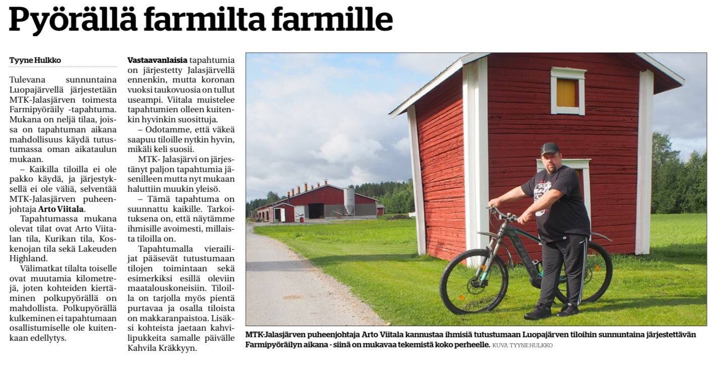 Pyöräily farmilta farmille