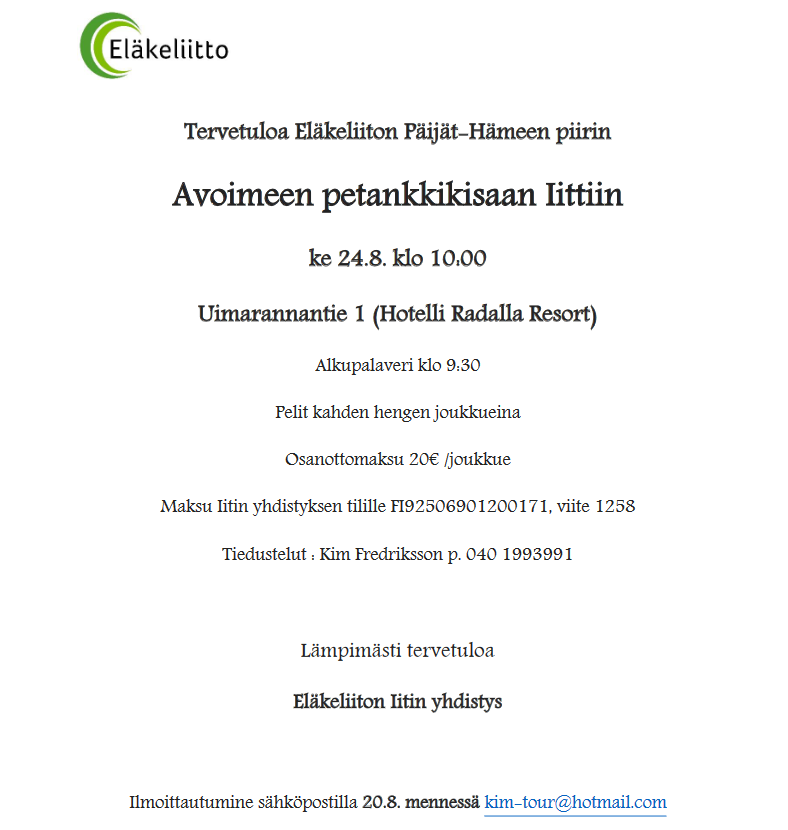 Kutsu avoimeen petankkikisaan