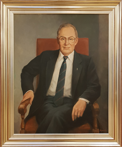 Bo Aurénin 1994 maalaama muotokuva Eläkeliiton 3. puheenjohtajasta Pekka Silvolasta. Muotokuva on esillä Lehmirannan lomakeskuksessa Salon Perniössä.