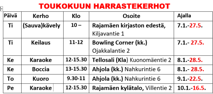 kerhokalenteri