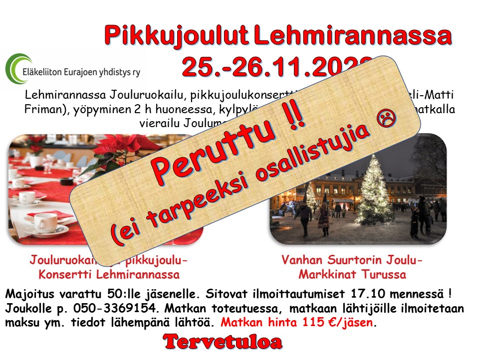 Pikkujoulut peruttu