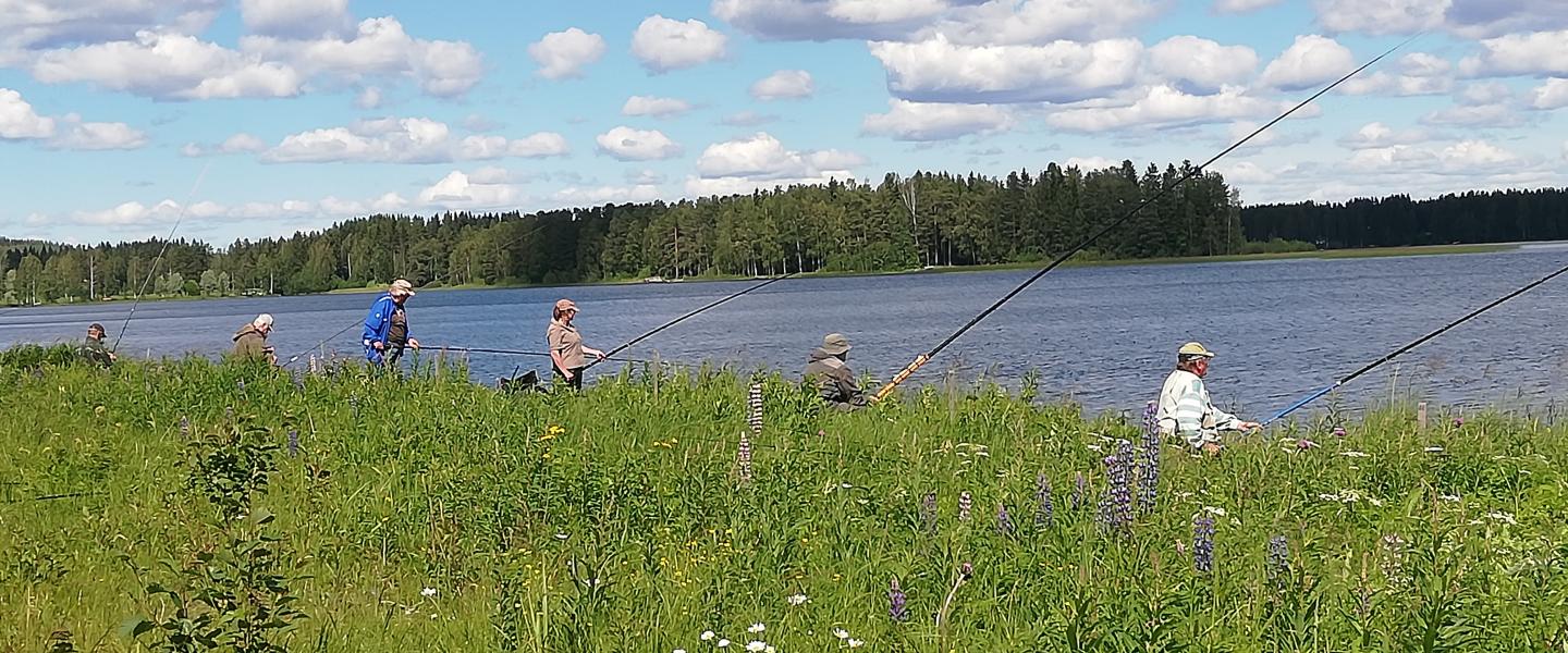 Kuva Lehtimäeltä rantangintakisasta kauniissa kesäsäässä 2019