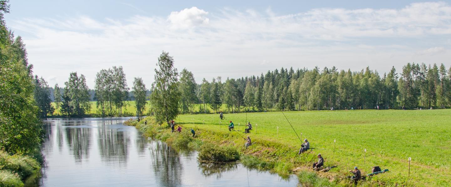 Eläkeliiton Pojhjois-Savon Piirin järjestämät rantaonginta kilpailut, näkymä keyrityn joella.