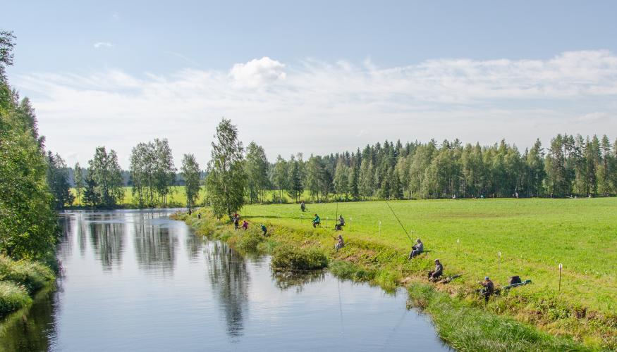 Eläkeliiton Pojhjois-Savon Piirin järjestämät rantaonginta kilpailut, näkymä keyrityn joella.